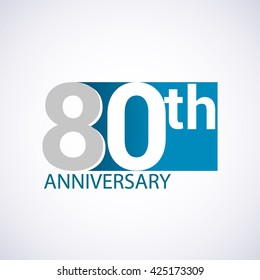 Template Logo 80th anniversary blue colored vector design for birthday celebration.