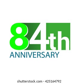 Template Logo 84th anniversary green colored vector design for birthday celebration.