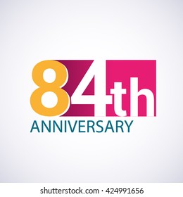 Template Logo 84th anniversary, red colored vector design for birthday celebration