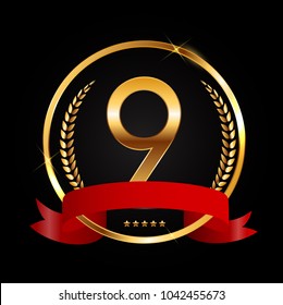 Template Logo 9 Years Anniversary Vector Illustration EPS10