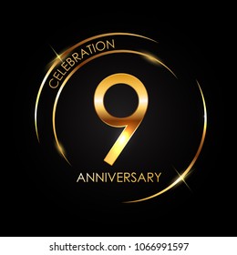 Template Logo 9 Years Anniversary Vector Illustration EPS10