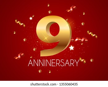 Template Logo 9 Years Anniversary Vector Illustration EPS10