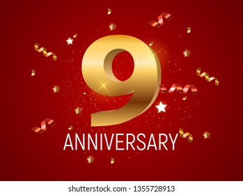 Template Logo 9 Years Anniversary Vector Illustration EPS10