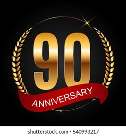 Template Logo 90 Years Anniversary Vector Illustration EPS10
