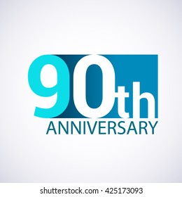 Template Logo 90th anniversary blue colored vector design for birthday celebration.