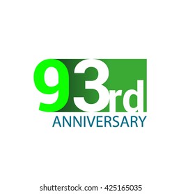 Template Logo 93rd anniversary green colored vector design for birthday celebration.