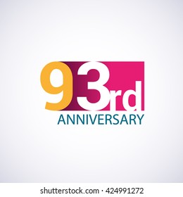 Template Logo 93rd anniversary, red colored vector design for birthday celebration