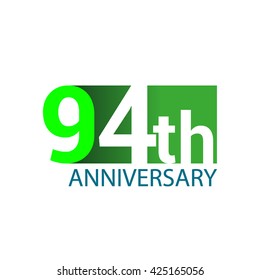 Template Logo 94th anniversary green colored vector design for birthday celebration.