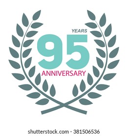 Template Logo 95 Anniversary in Laurel Wreath Vector Illustration EPS10