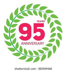 Template Logo 95 Anniversary in Laurel Wreath Vector Illustration EPS10