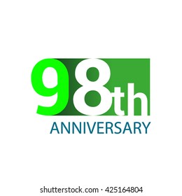 Template Logo 98th anniversary green colored vector design for birthday celebration.