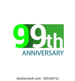 Template Logo 99th anniversary green colored vector design for birthday celebration.