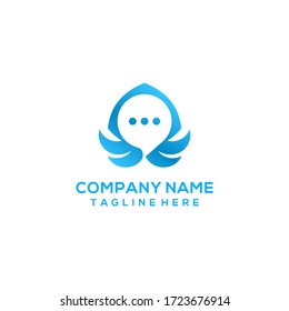 The template logo about the messaging application is illustrated by the message icon in the octopus silhouette.