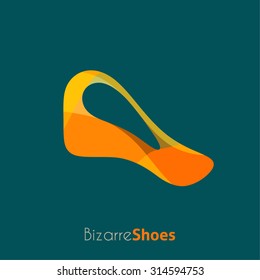 Template of logo with abstract bizarre shoe. Vector graphic
