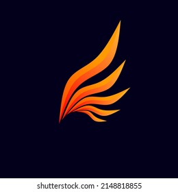 Template logo abstract wings fire emblem style design modern