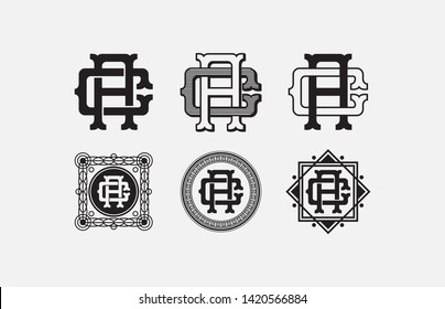 template logo AC or CA Clothing, ornament, monogram, vintage, and modern style
