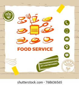 Template logo, banner, poster design for weight loss diet programm. Concept for advertising cafe, restaurant, menu. Clock time to eat with fork and spoon. Food service. 