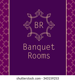 Template logo for the banquet hall, catering, restaurant. Monogram. Vintage style. Burgundy color.