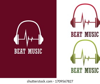 template logo beat music headset headphone gradient minimalist elegant