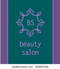 Template Logo For Beauty, Aesthetic Medicine Clinic. Beauty Products. Vintage, Delicate, Elegant Style. Shades Of Blue-green, Purple.