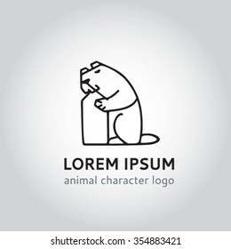 Template logo of a beaver gnawing on a tree
