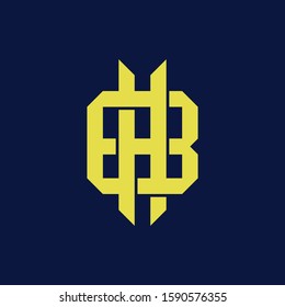 template logo BH or HB monogram logo initial handmade for clothing, apparel, sport, baseball, basketball or logo design vector
