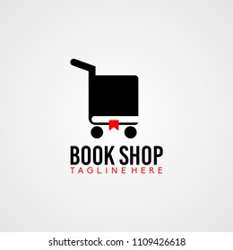 template logo book shop and store with flat style