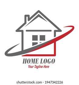 Vorlage für ein Logo, ein Logo oder eine Marke des Hauses. Vektorgrafik einzeln auf weißem Hintergrund. Flaches Design.