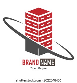 Template for a logo, brand, logo or sticker. The brand of a construction company, a business for hiring, buying and selling housing. Flat style