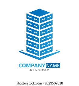 Template for a logo, brand, logo or sticker. The brand of a construction company, a business for hiring, buying and selling housing. Flat style