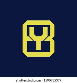 template logo BY or YB monogram logo initial handmade for clothing, apparel, sport, baseball, basketball or logo design vector