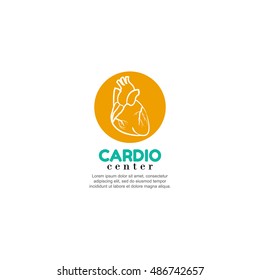 Template logo for cardiology center. Human heart symbol