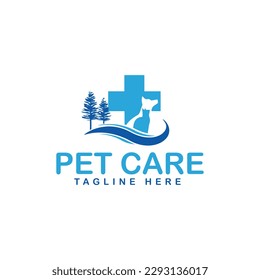 template logo cat and dog cat health free vector design