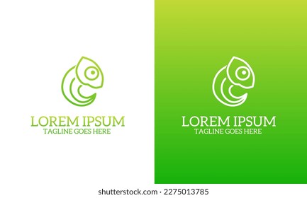 Template logo chameleon minimalist green color trendy