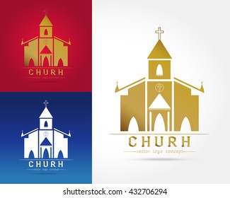 Template logo church as the church building on white background.Church house logo,Vector illustration