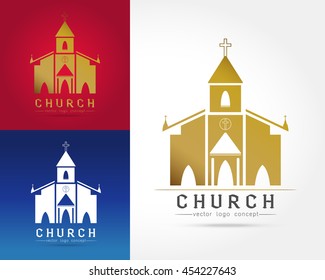 Template logo church as the church building on white background.Church house logo,Vector illustration