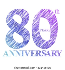 template logo with a circle for anniversary. 80