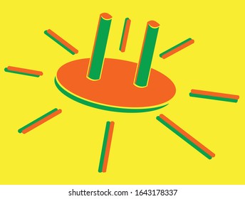 Template of logo containing elements of sun and electric plug which could be used for bio energy or inviroment friendly brand. Orange and green colors. Vector format.