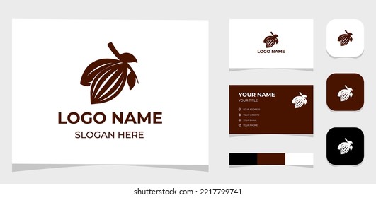 Template Logo Creative Cocoa or chocolate beans concept. Creative Template with color pallet, visual branding, business card and icon. svg