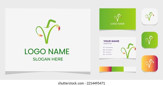 Template Logo Creative Drink, Straw and Plant, Nature Beverage or Drink Nature. Creative Template with color pallet, visual branding, business card and icon.