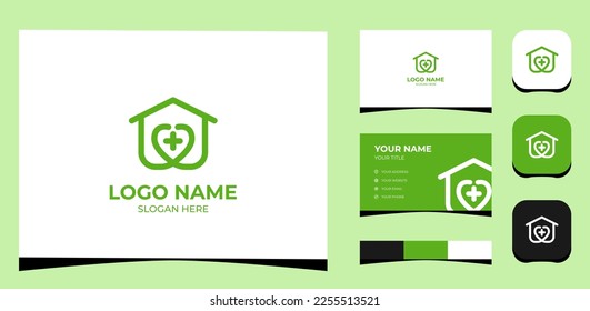 Template Logo Creative Home and Health Care, Green concept. Creative Template with color pallet, visual branding, business card and icon.