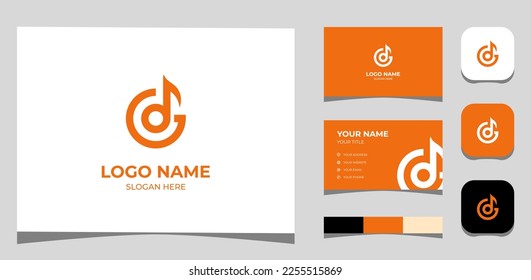 Template Logo Creative Initial G and Music Note, Minimalist modern concept. Creative Template with color pallet, visual branding, business card and icon.