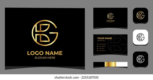 Template Logo Creative Initial K, G and B in Luxury, Glamour concept. Creative Template with color pallet, visual branding, business card and icon.