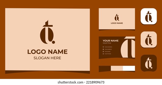 Template Logo Creative Initial Letter T and coffee bean shape concept, logo coffee and eatery. Creative Template with color pallet, visual branding, business card and icon.