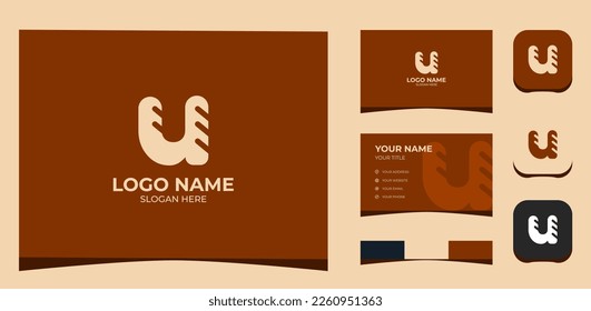Template Logo Creative Initial U With Bread shape, Minimalist modern and vintage concept. Creative Template with color pallet, visual branding, business card and icon.