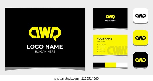 Template Logo Creative Initial A W R, Minimalist Modern and energic concept. Creative Template with color pallet, visual branding, business card and icon.