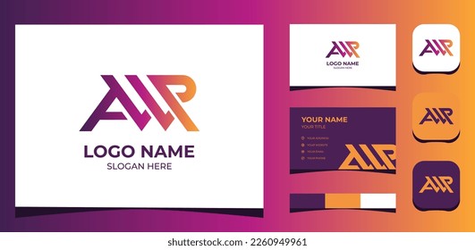 Template Logo Creative Initial A W R, Minimalist Modern and energic concept. Creative Template with color pallet, visual branding, business card and icon.