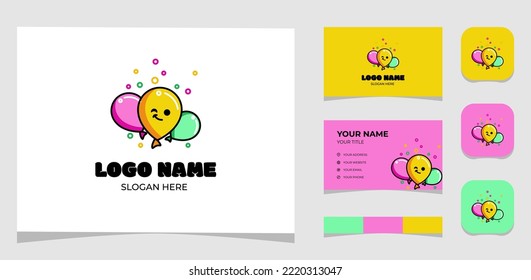 Template Logo Creative Party balloon, fun and colorful concept. Creative Template with color pallet, visual branding, business card and icon.
