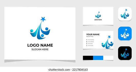 Template Logo Creative People Rising dream, rising star, rise, star concept. Creative Template with color pallet, visual branding, business card and icon.