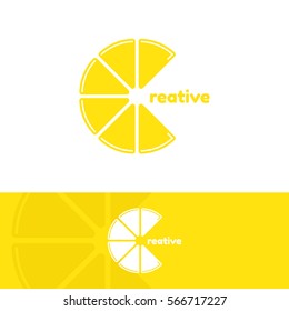 Template logo for creative. Slices of mandarin in the form of C